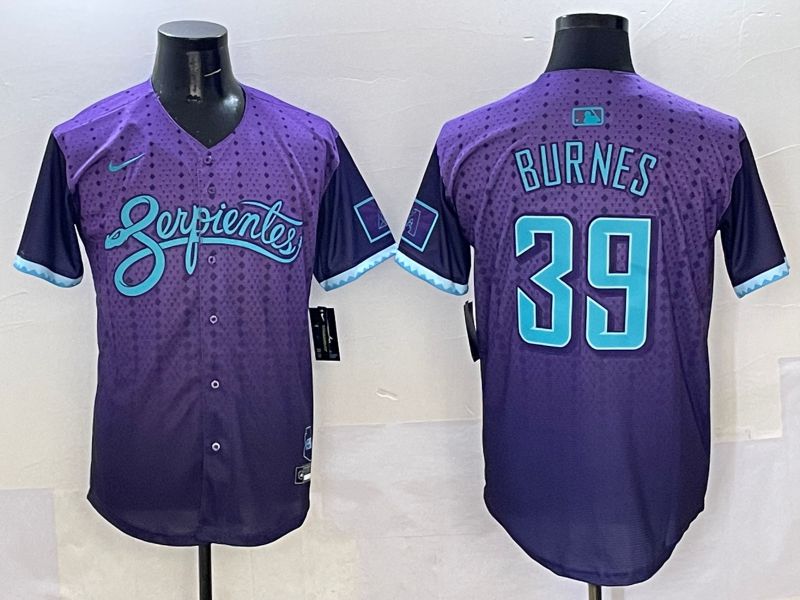 Men Arizona Diamondback 39 Burnes Purple Joint Name 2025 Nike MLB Jersey style 3
